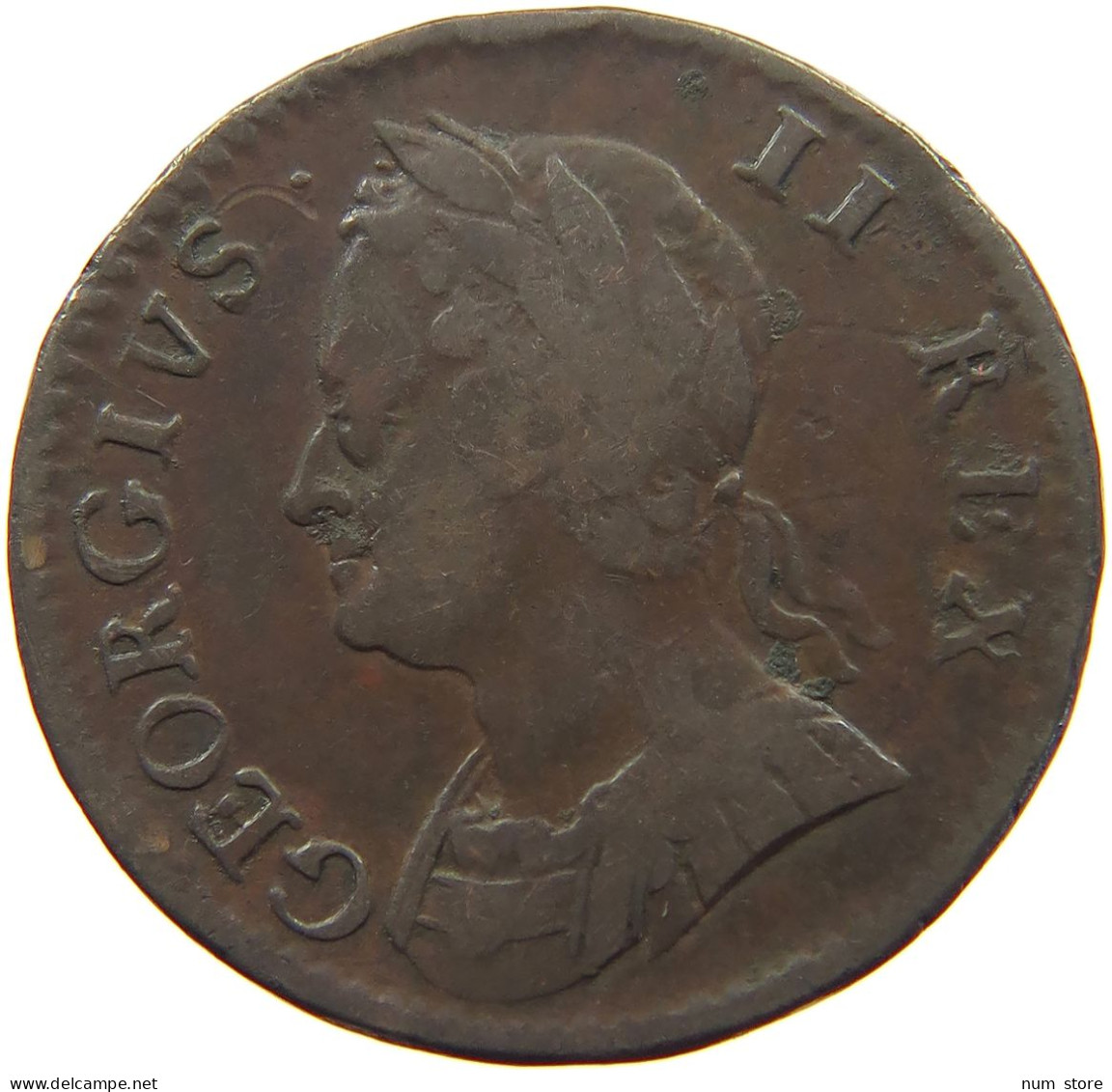 GREAT BRITAIN FARTHING 1754 George II. 1727-1760. #a002 0467 - A. 1 Farthing