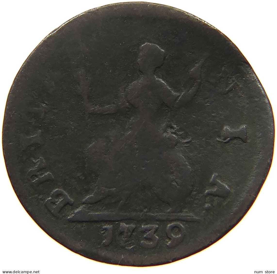 GREAT BRITAIN FARTHING 1739 George II. 1727-1760. #t149 0213 - A. 1 Farthing