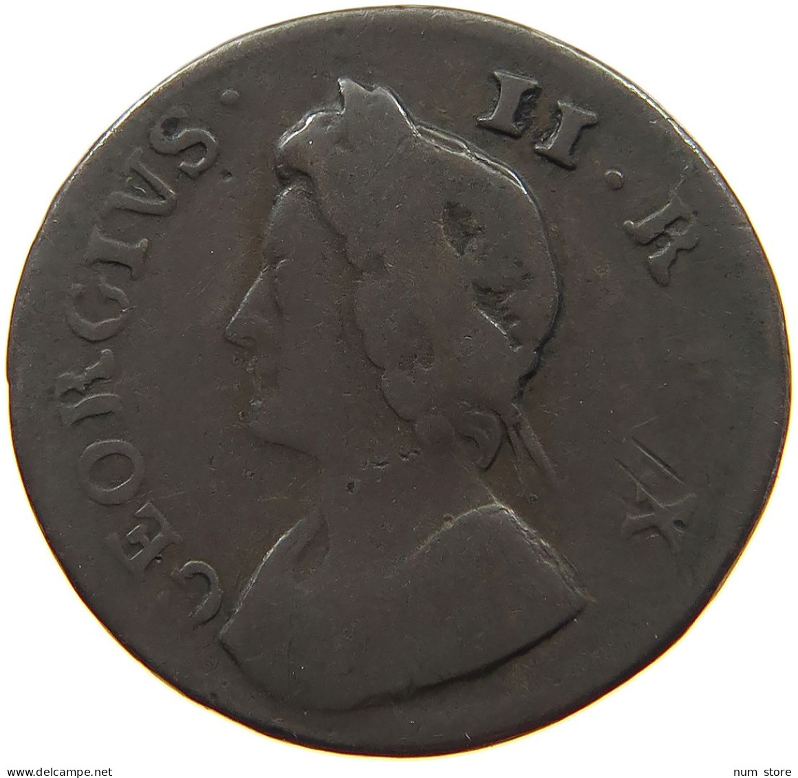 GREAT BRITAIN FARTHING 1737 George II. 1727-1760. #t149 0209 - A. 1 Farthing