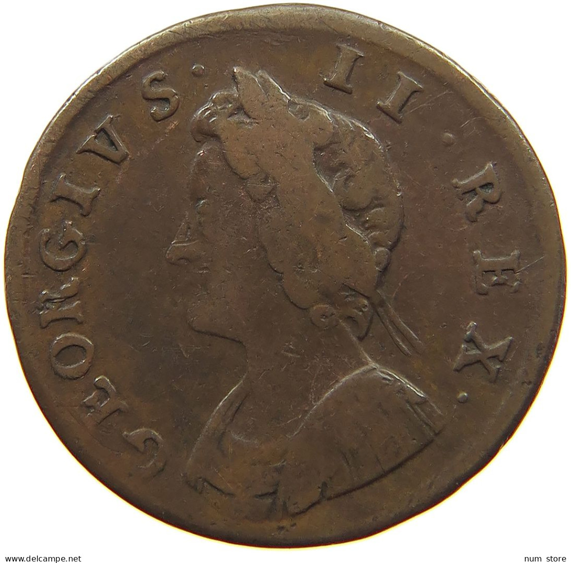 GREAT BRITAIN FARTHING 1730 George II. 1727-1760. #t149 0207 - A. 1 Farthing