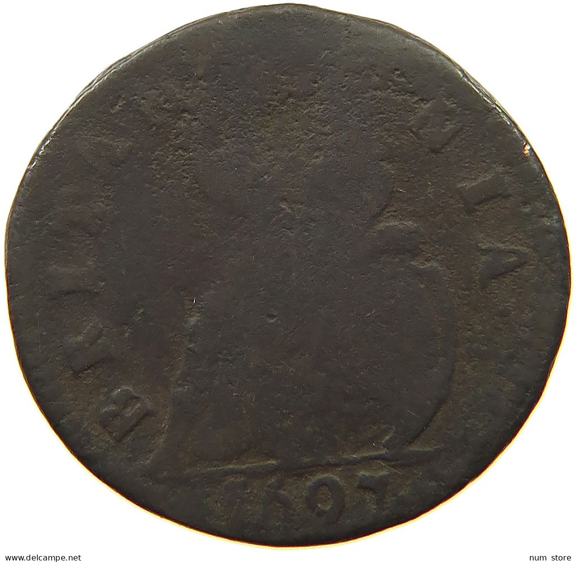 GREAT BRITAIN FARTHING 1697 WILLIAM III. (1694-1702) #a016 0259 - A. 1 Farthing