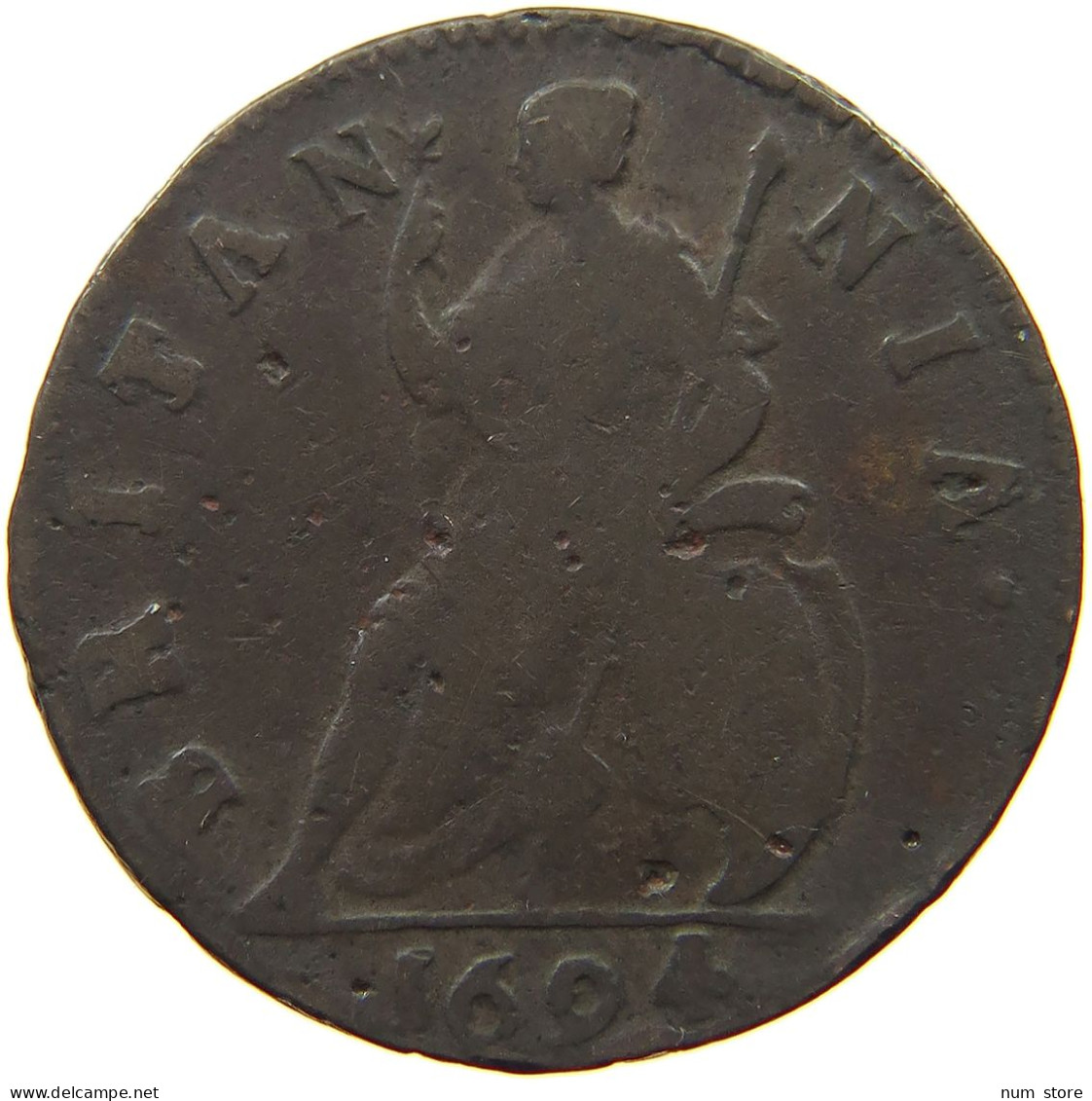 GREAT BRITAIN FARTHING 1694 William And Mary (1689-1694) #t149 0245 - A. 1 Farthing