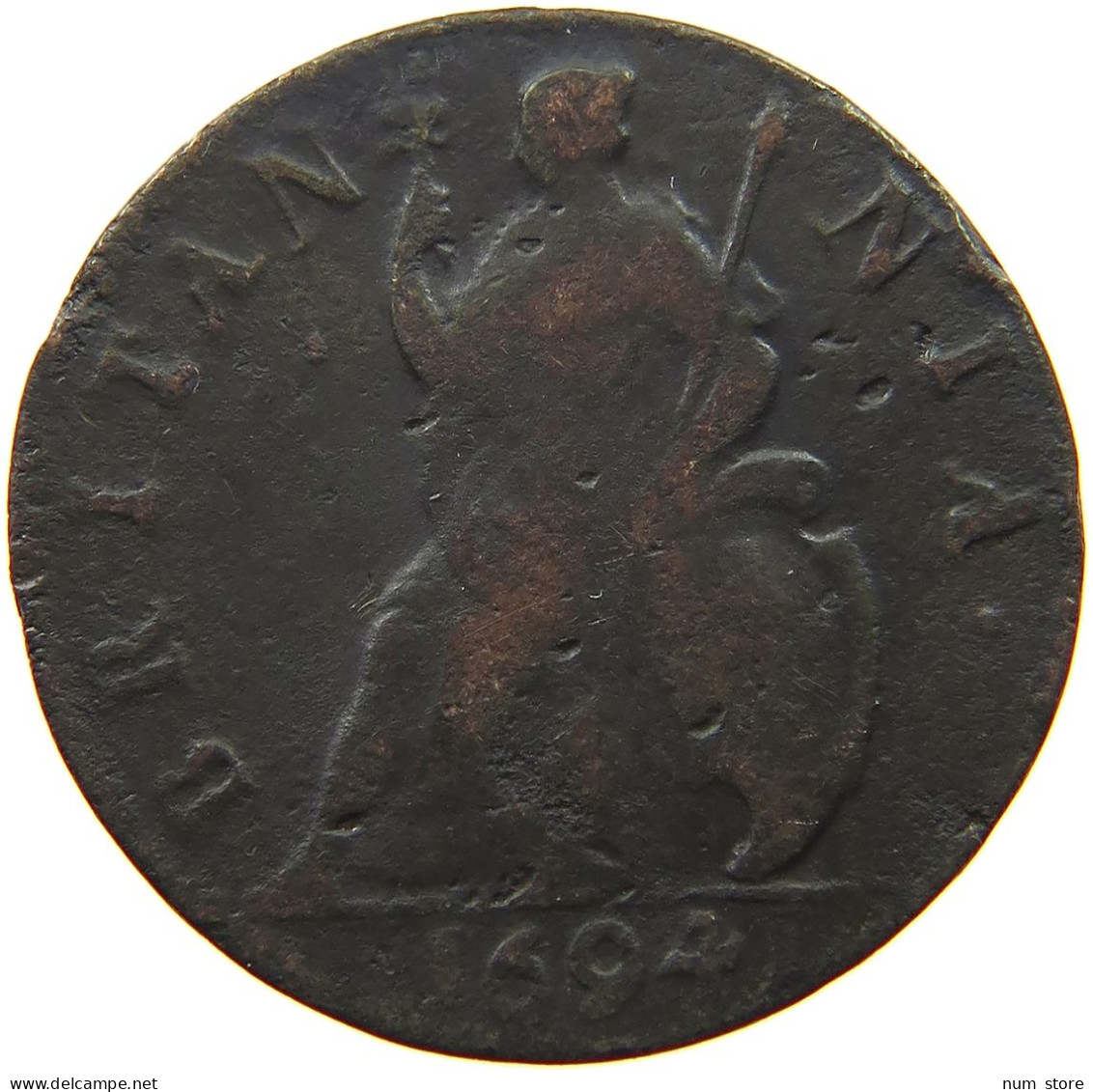 GREAT BRITAIN FARTHING 1694 William And Mary (1689-1694) #t149 0243 - A. 1 Farthing