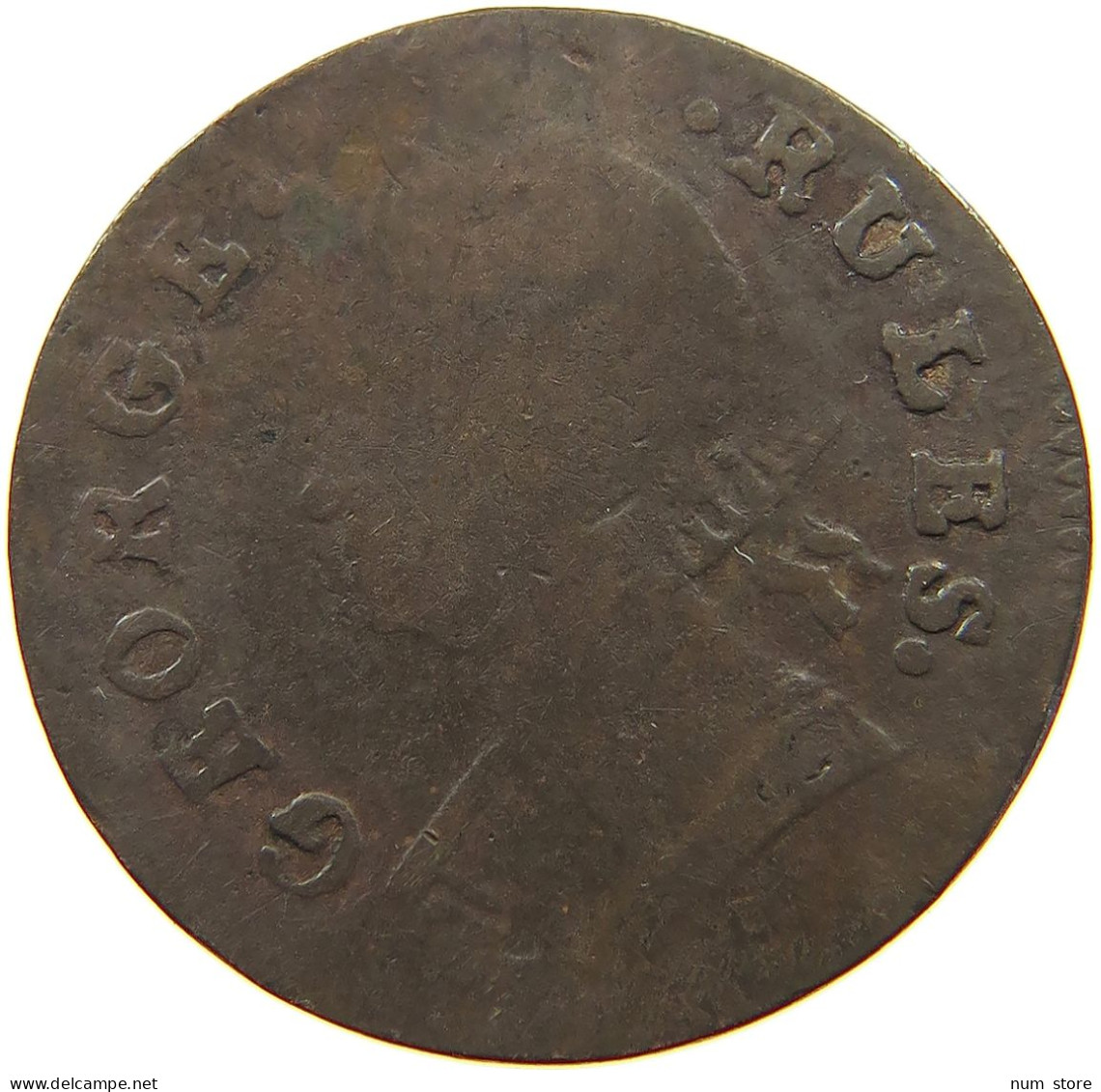 GREAT BRITAIN FARTHING  GEORGE III. 1760-1820 EVASION GEORGE RULES #a016 0175 - A. 1 Farthing