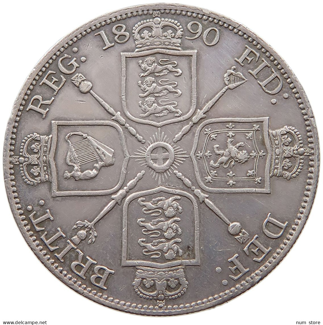 GREAT BRITAIN DOUBLE FLORIN 1890 Victoria 1837-1901 #t093 0095 - L. Double Florin