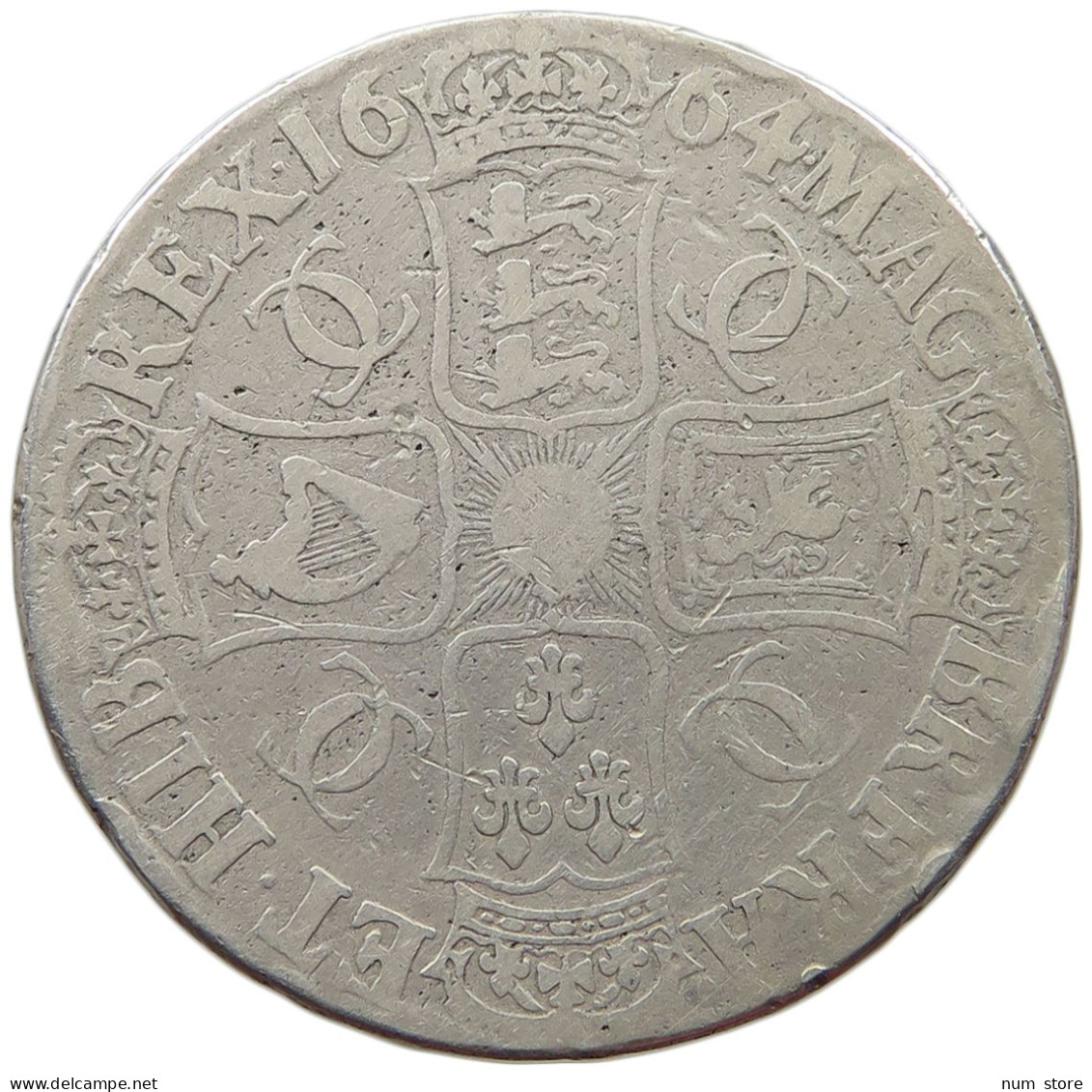 GREAT BRITAIN CROWN 1664 CHARLES II. (1660-1685) #t147 0097 - J. 1 Crown