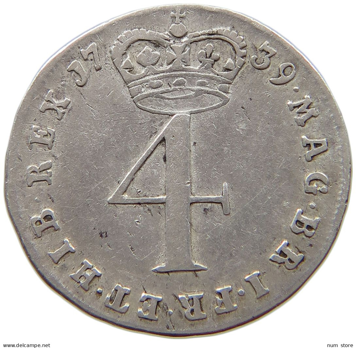 GREAT BRITAIN 4 PENCE 1739 George II. 1727-1760. MAUNDY #t148 0605 - F. 4 Pence/ Groat