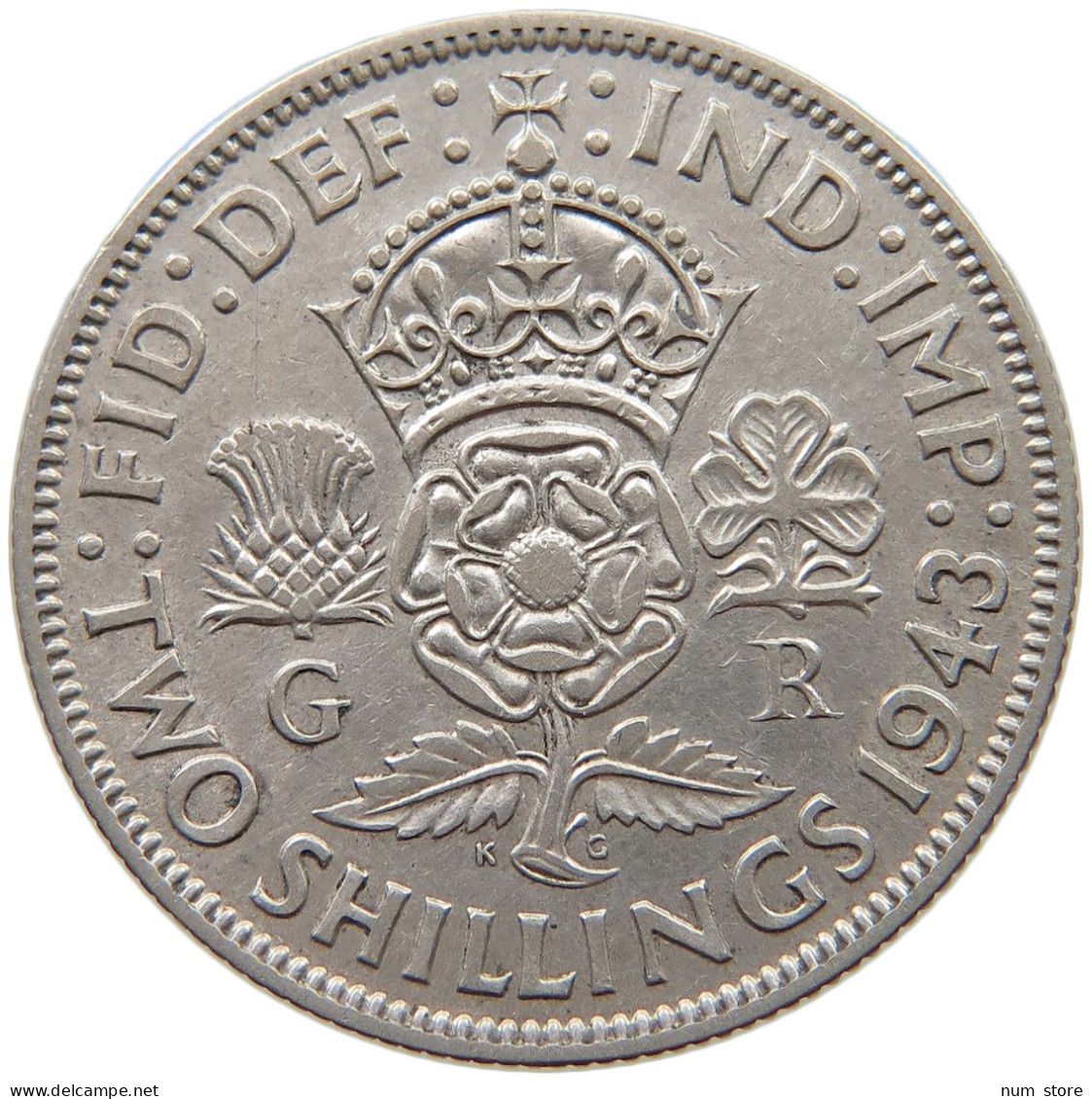 GREAT BRITAIN 2 SHILLINGS 1943 George VI. (1936-1952) #c048 0239 - J. 1 Florin / 2 Schillings