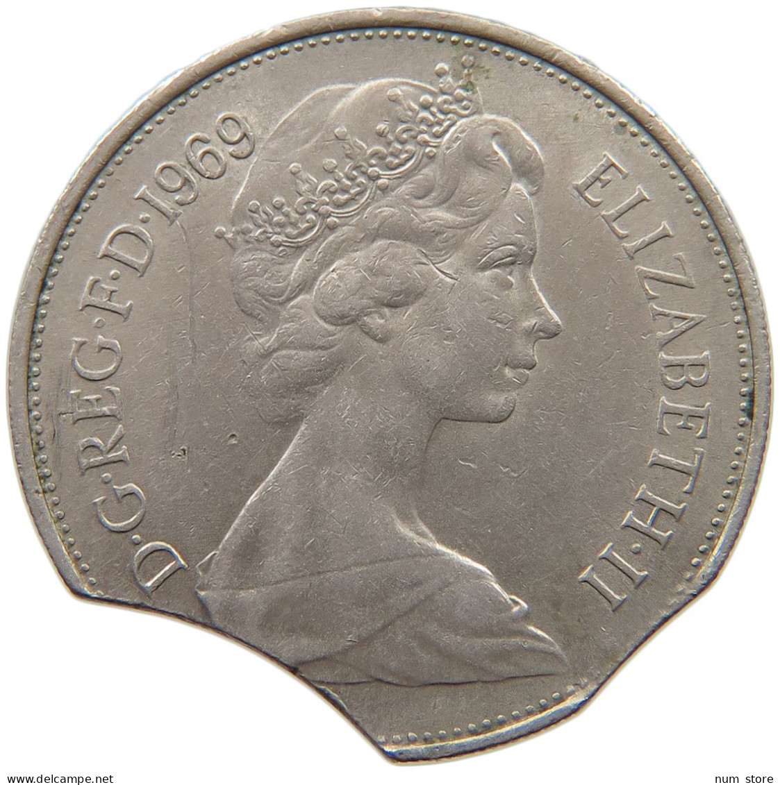 GREAT BRITAIN 10 PENCE 1969 Elisabeth II. (1952-) MINTING ERROR #t074 0015 - 10 Pence & 10 New Pence