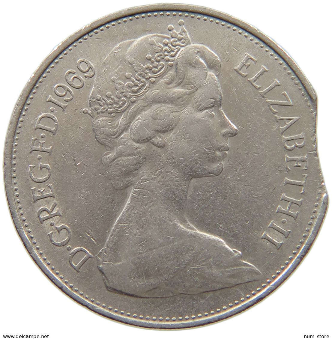 GREAT BRITAIN 10 PENCE 1969 Elisabeth II. (1952-) MINTING ERROR #t006 0219 - 10 Pence & 10 New Pence