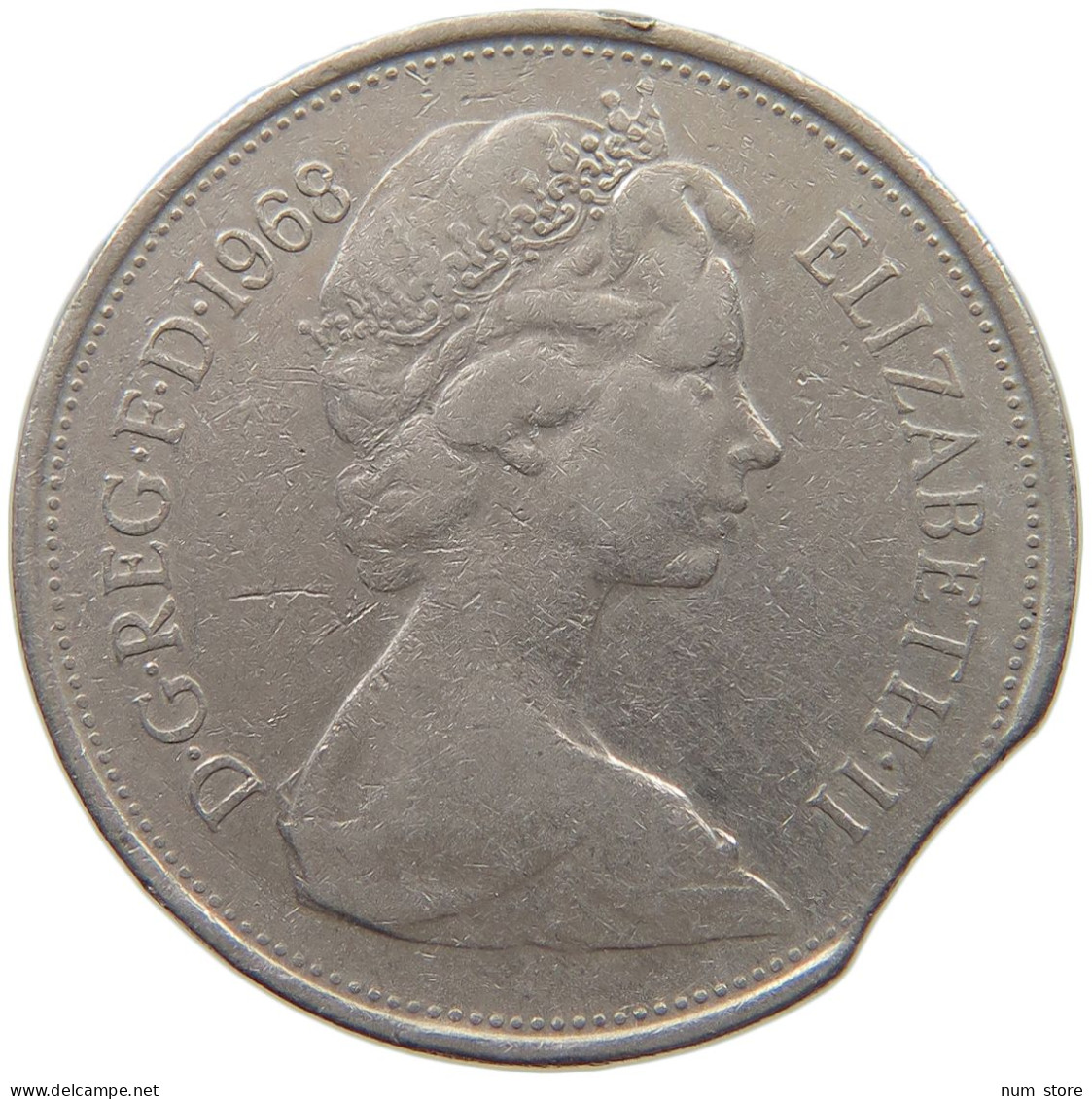 GREAT BRITAIN 10 PENCE 1968 Elisabeth II. (1952-) MINTING ERROR #c029 0101 - 10 Pence & 10 New Pence