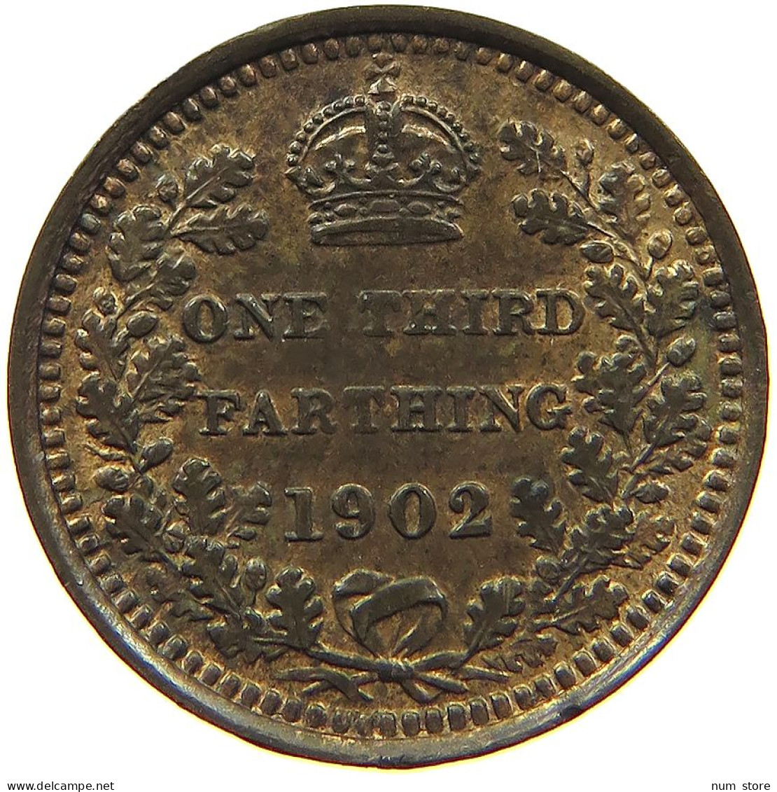 GREAT BRITAIN 1/3 FARTHING 1902 Edward VII., 1901 - 1910 #t018 0461 - A. 1/4 - 1/3 - 1/2 Farthing