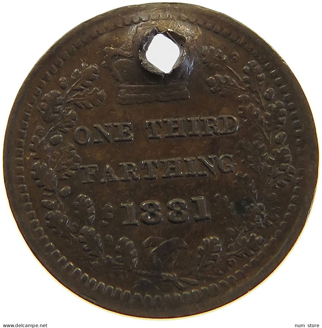GREAT BRITAIN 1/3 FARTHING 1881 Victoria 1837-1901 #c045 0095 - A. 1/4 - 1/3 - 1/2 Farthing
