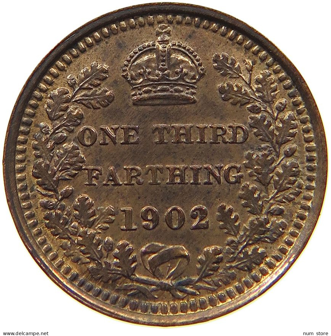 GREAT BRITAIN 1/3 FARTHING 1902 Edward VII., 1901 - 1910 #t107 0225 - A. 1/4 - 1/3 - 1/2 Farthing