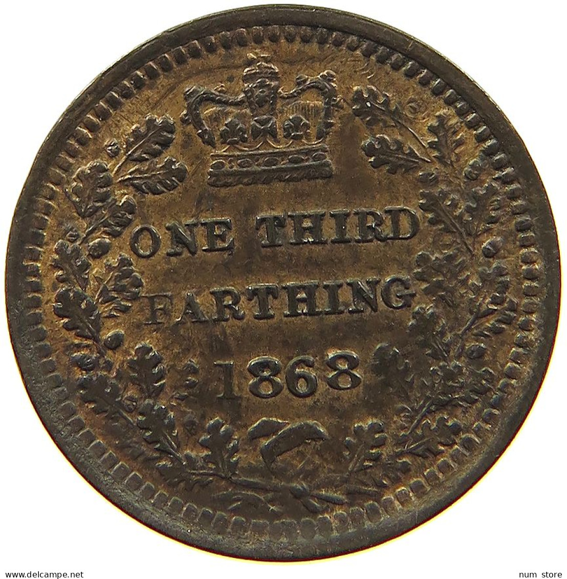 GREAT BRITAIN 1/3 FARTHING 1868 Victoria 1837-1901 #t018 0465 - A. 1/4 - 1/3 - 1/2 Farthing