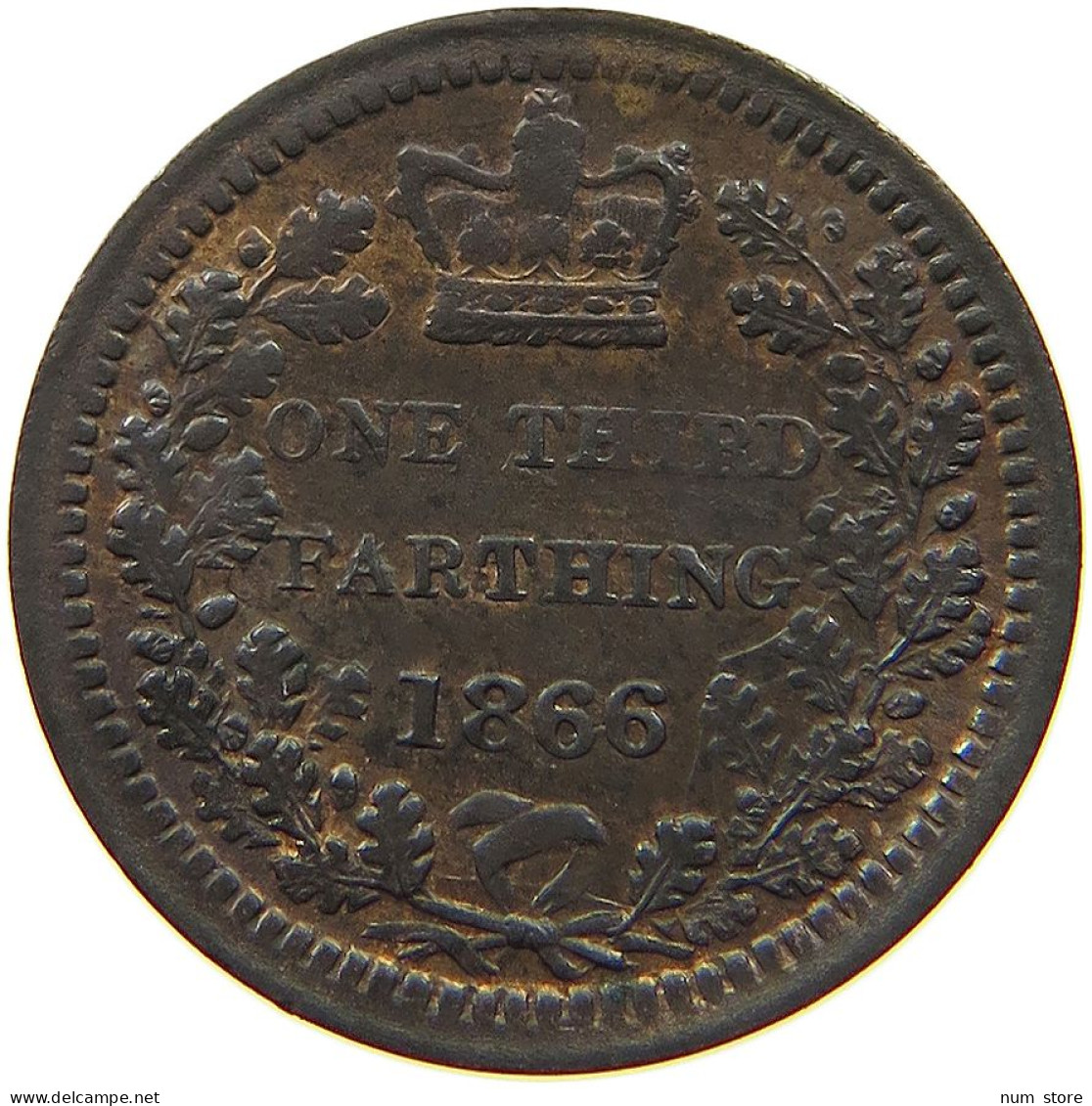 GREAT BRITAIN 1/3 FARTHING 1866 Victoria 1837-1901 #t058 0583 - A. 1/4 - 1/3 - 1/2 Farthing