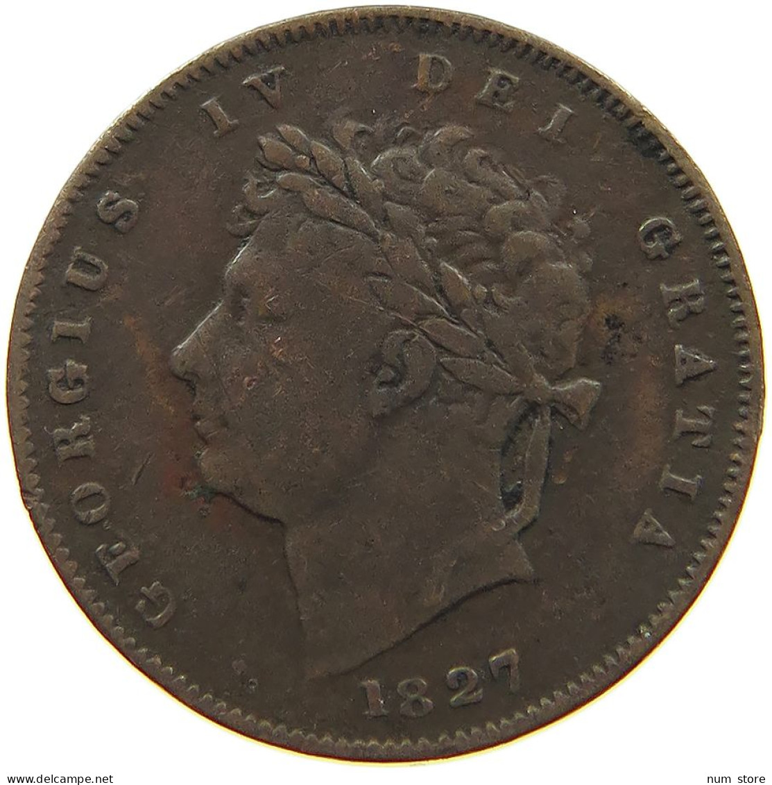 GREAT BRITAIN 1/3 FARTHING 1827 GEORGE IV. (1820-1830) #t158 0225 - A. 1/4 - 1/3 - 1/2 Farthing