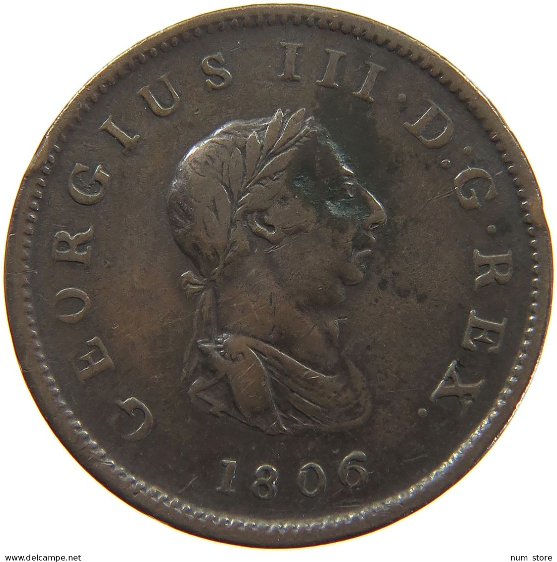 GREAT BRITAIN 1/2 PENNY 1806 GEORGE III. 1760-1820 #c057 0101 - C. 1/2 Penny