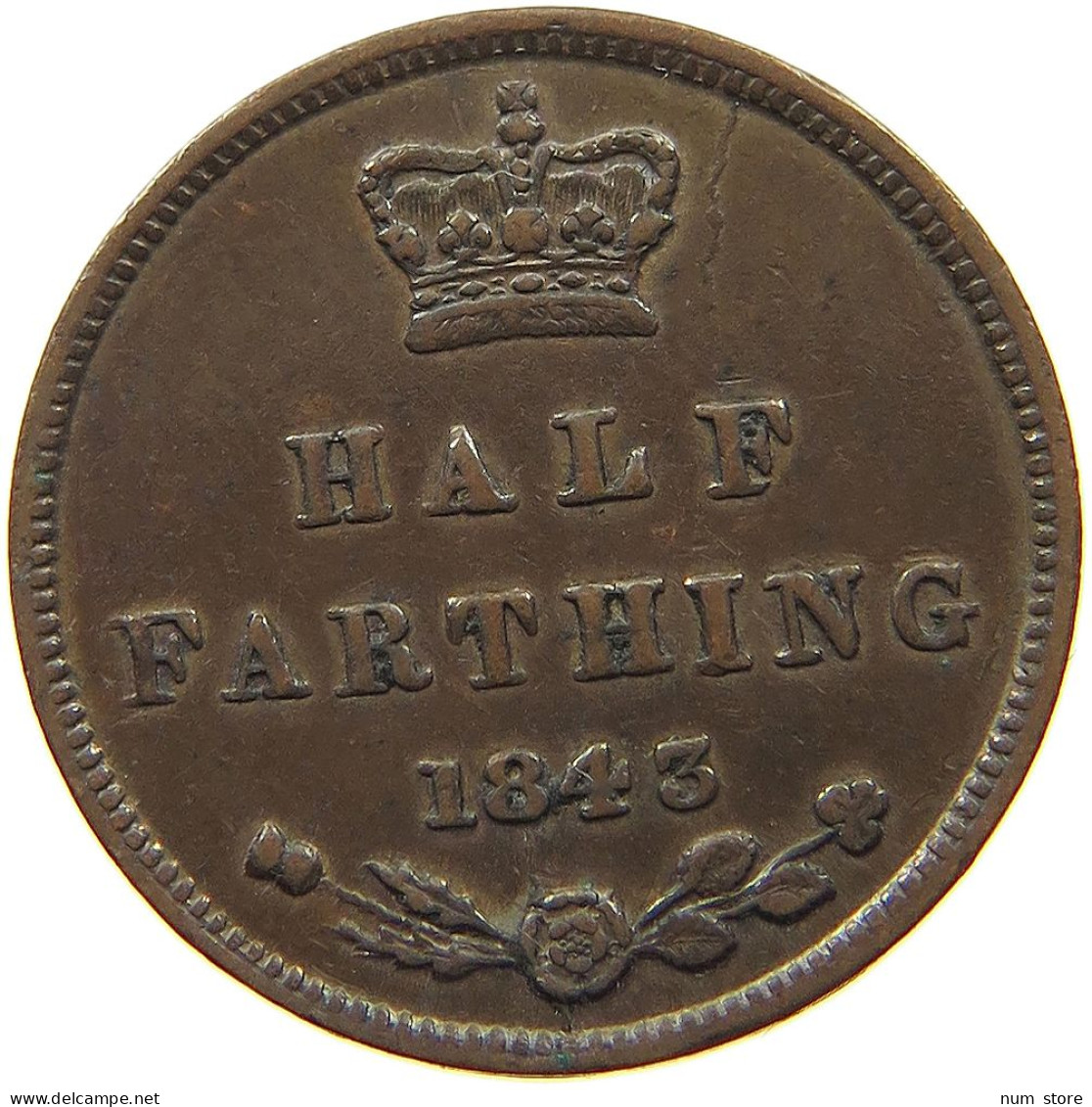 GREAT BRITAIN 1/2 FARTHING 1843 Victoria 1837-1901 #t107 0201 - A. 1/4 - 1/3 - 1/2 Farthing