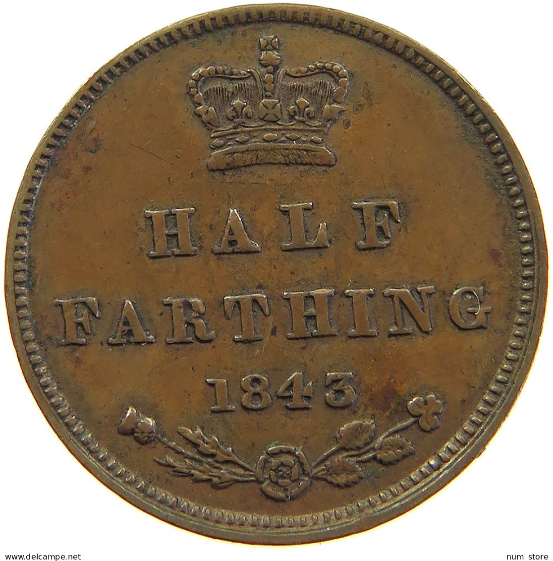 GREAT BRITAIN 1/2 FARTHING 1843 Victoria 1837-1901 #t021 0167 - A. 1/4 - 1/3 - 1/2 Farthing