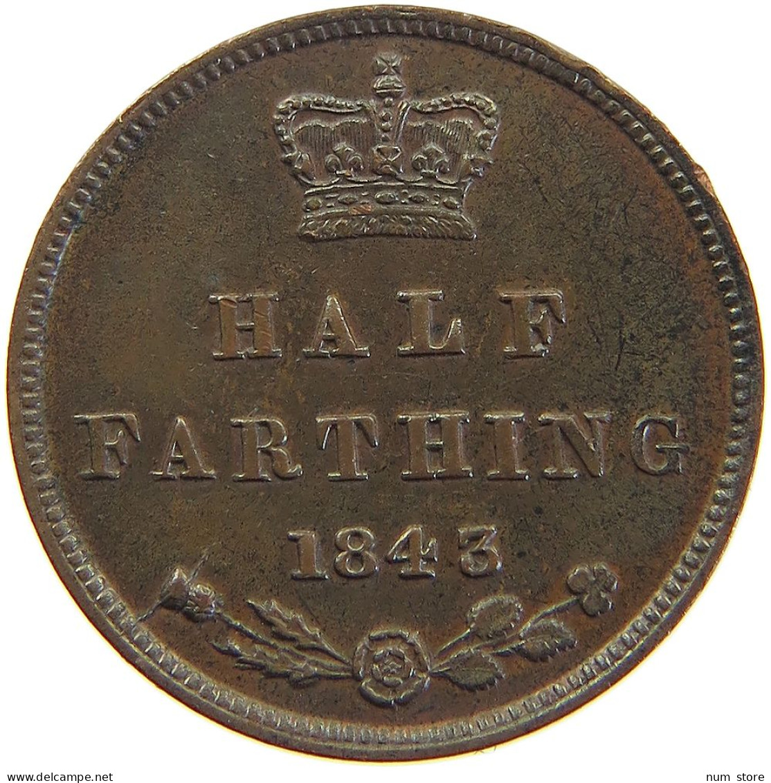 GREAT BRITAIN 1/2 FARTHING 1843 Victoria 1837-1901 #c056 0071 - A. 1/4 - 1/3 - 1/2 Farthing