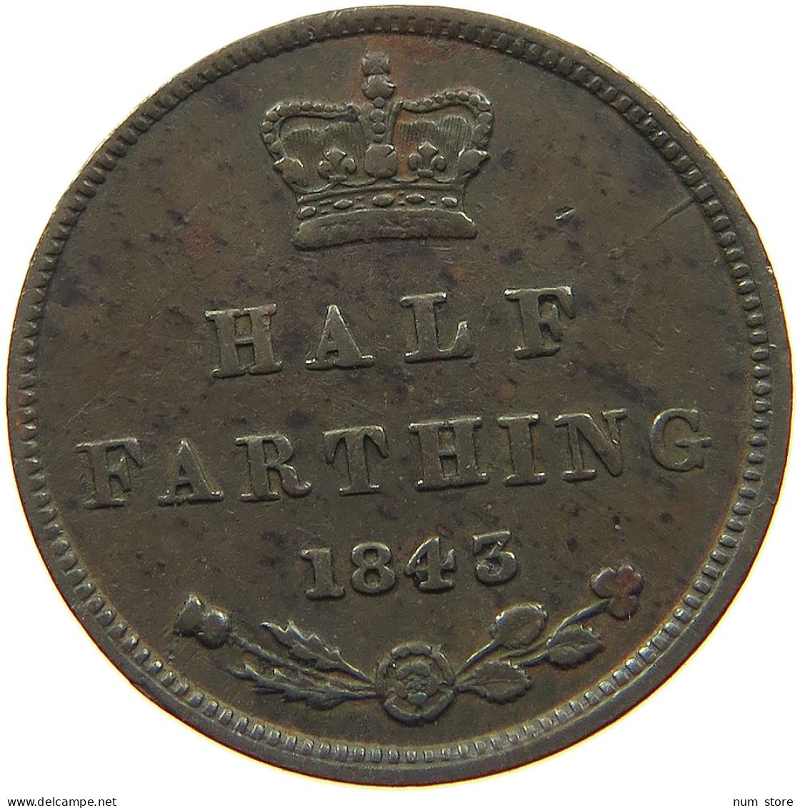 GREAT BRITAIN 1/2 FARTHING 1843 Victoria 1837-1901 #t107 0195 - A. 1/4 - 1/3 - 1/2 Farthing