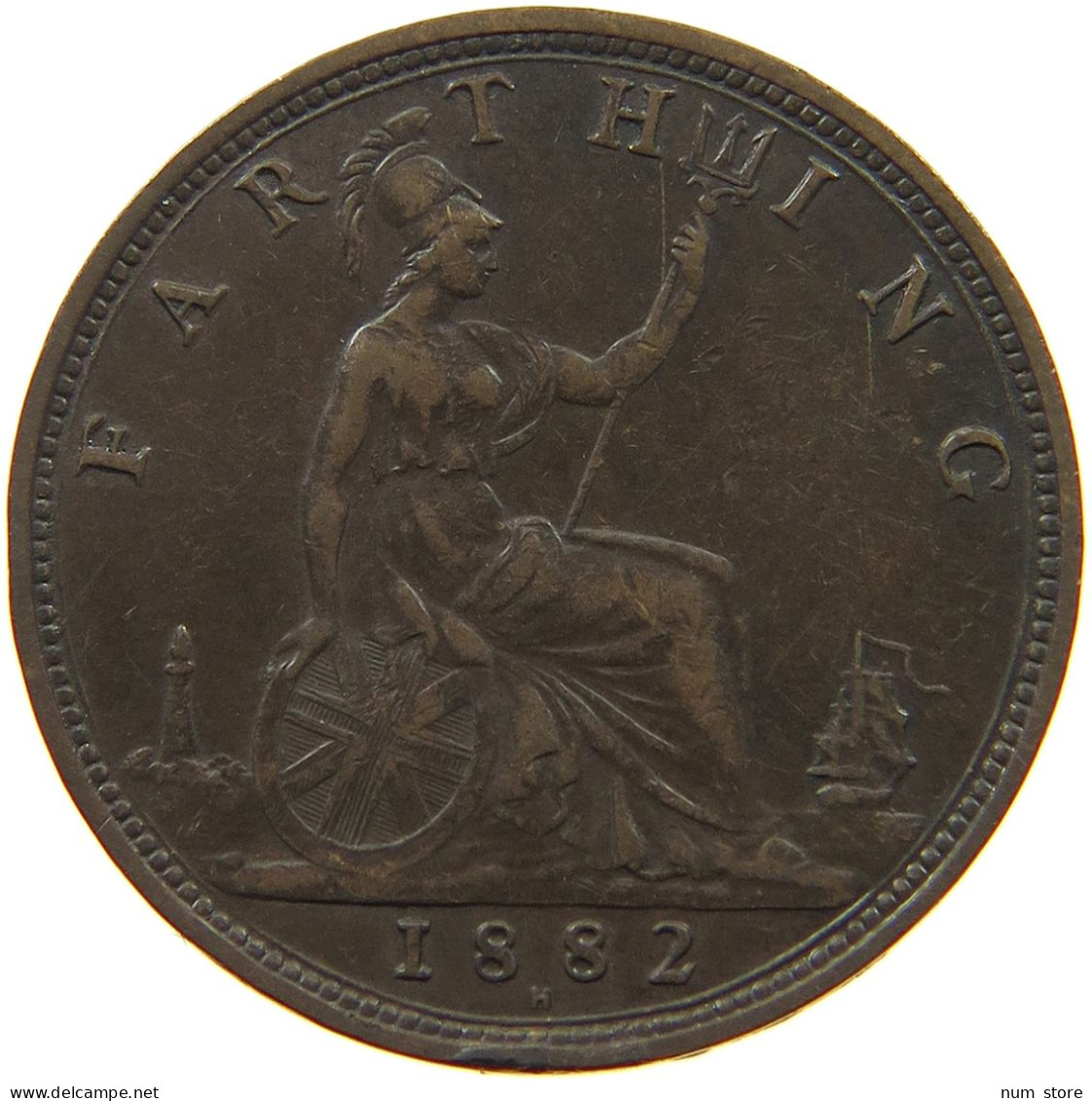 GREAT BRITAIN FARTHING 1882 H Victoria 1837-1901 #t073 0223 - B. 1 Farthing