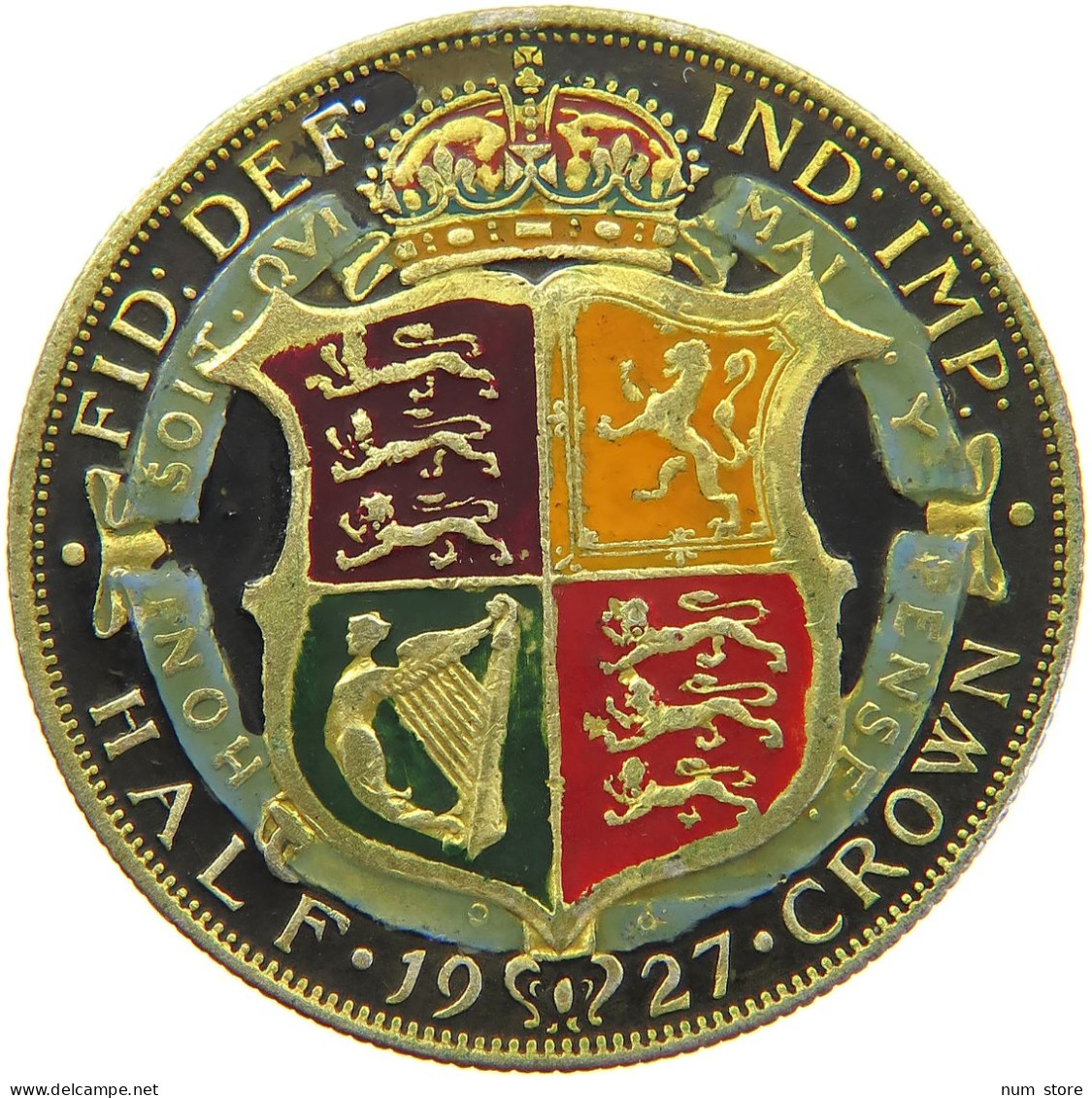 GREAT BRITAIN HALF CROWN 1927 George V. (1910-1936) ENAMELED #s010 0335 - K. 1/2 Crown