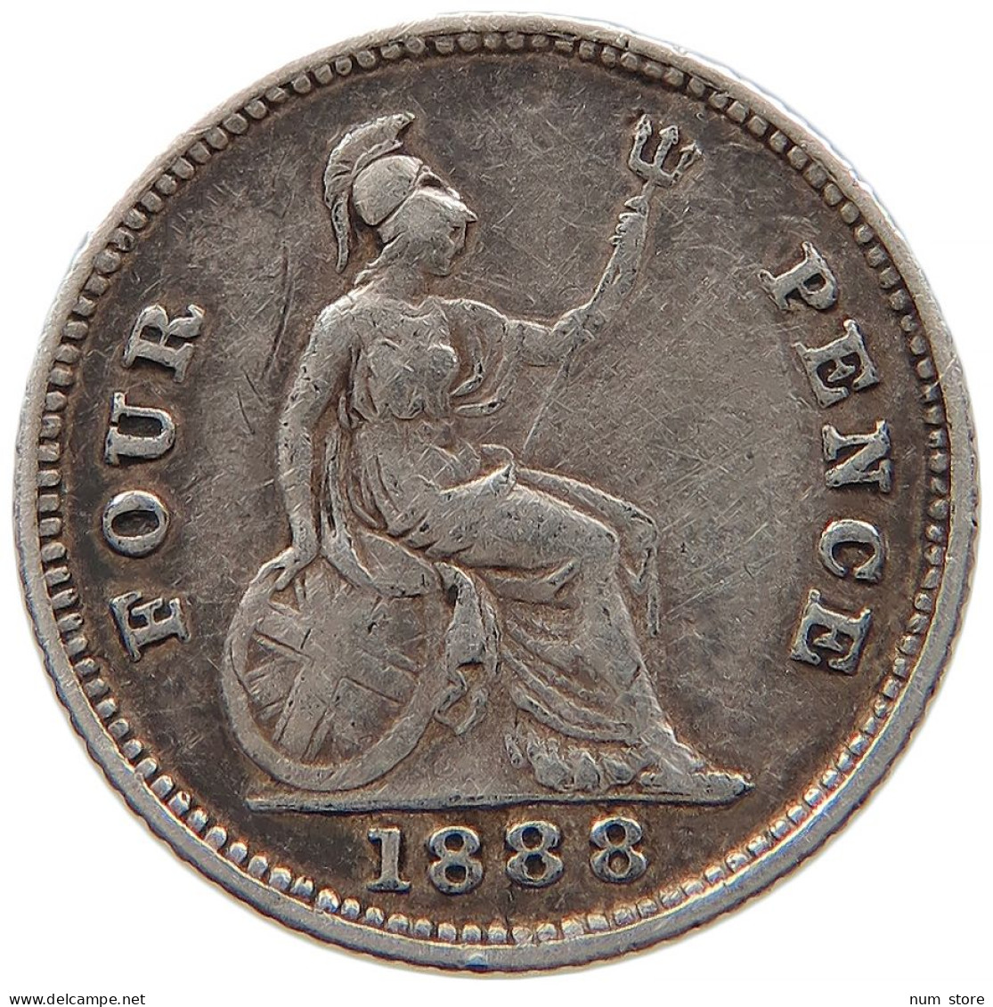 GREAT BRITAIN FOURPENCE 1888 Victoria 1837-1901 #t021 0119 - G. 4 Pence/ Groat