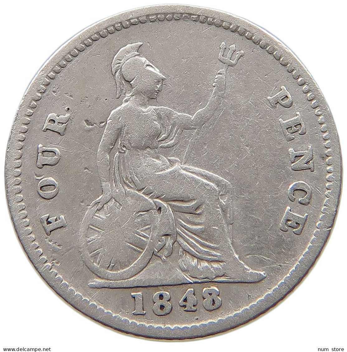 GREAT BRITAIN FOURPENCE 1848/7 Victoria 1837-1901 #t095 0651 - G. 4 Pence/ Groat