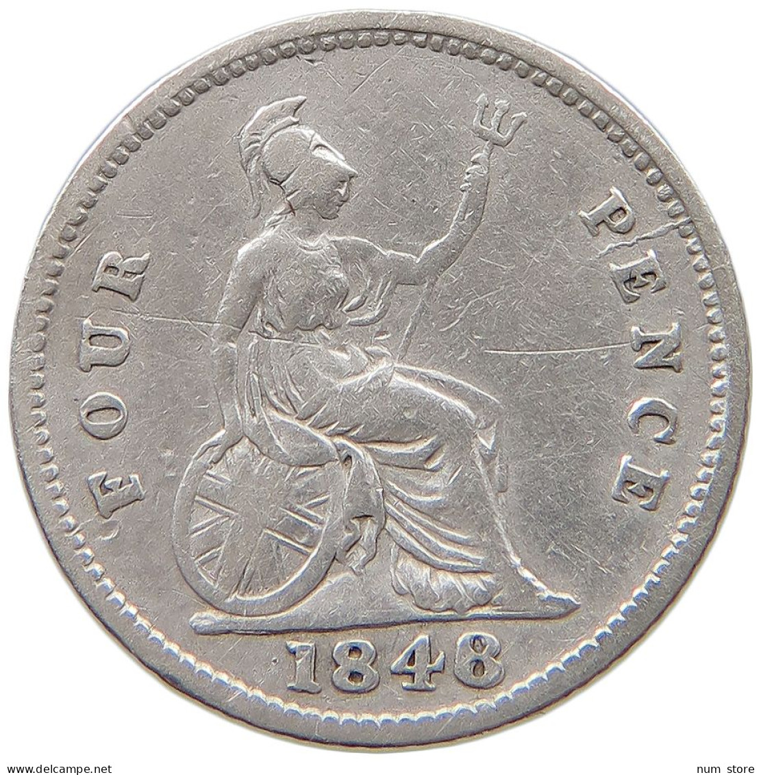 GREAT BRITAIN FOURPENCE 1848/6 Victoria 1837-1901 #t095 0695 - G. 4 Pence/ Groat