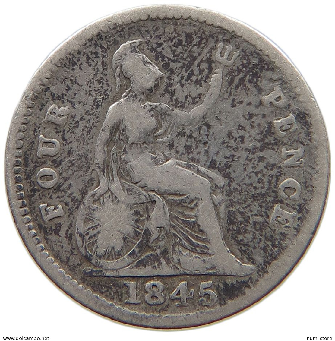 GREAT BRITAIN FOURPENCE 1845 Victoria 1837-1901 #c058 0289 - G. 4 Pence/ Groat