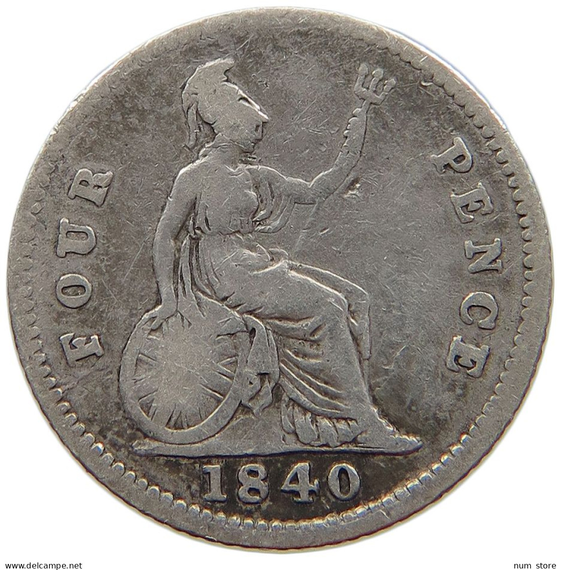 GREAT BRITAIN FOURPENCE 1840 Victoria 1837-1901 #t075 0309 - G. 4 Pence/ Groat