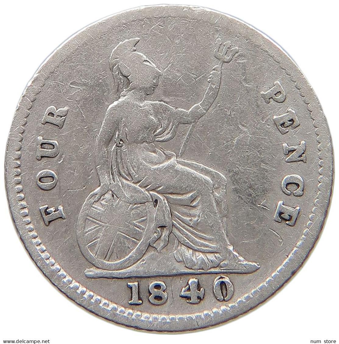 GREAT BRITAIN FOURPENCE 1840 Victoria 1837-1901 DOUBLE STRUCK DATE O #t095 0635 - G. 4 Pence/ Groat