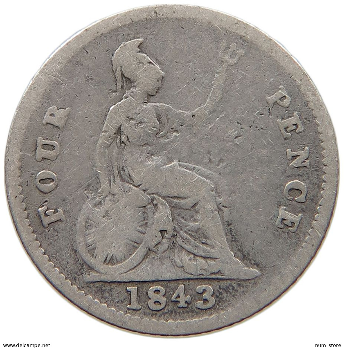 GREAT BRITAIN FOURPENCE 1843 Victoria 1837-1901 #c058 0317 - G. 4 Pence/ Groat