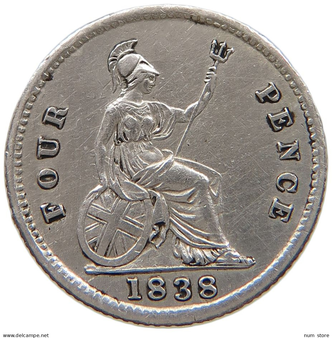 GREAT BRITAIN FOURPENCE 1838 Victoria 1837-1901 #t158 0449 - G. 4 Pence/ Groat
