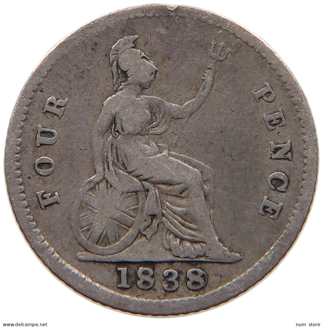 GREAT BRITAIN FOURPENCE 1838/8 Victoria 1837-1901 #t082 0057 - G. 4 Pence/ Groat