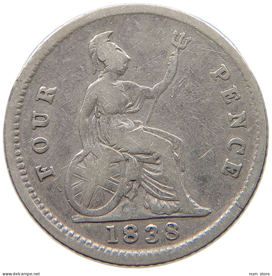 GREAT BRITAIN FOURPENCE 1838 Victoria 1837-1901 #t112 1349 - G. 4 Pence/ Groat