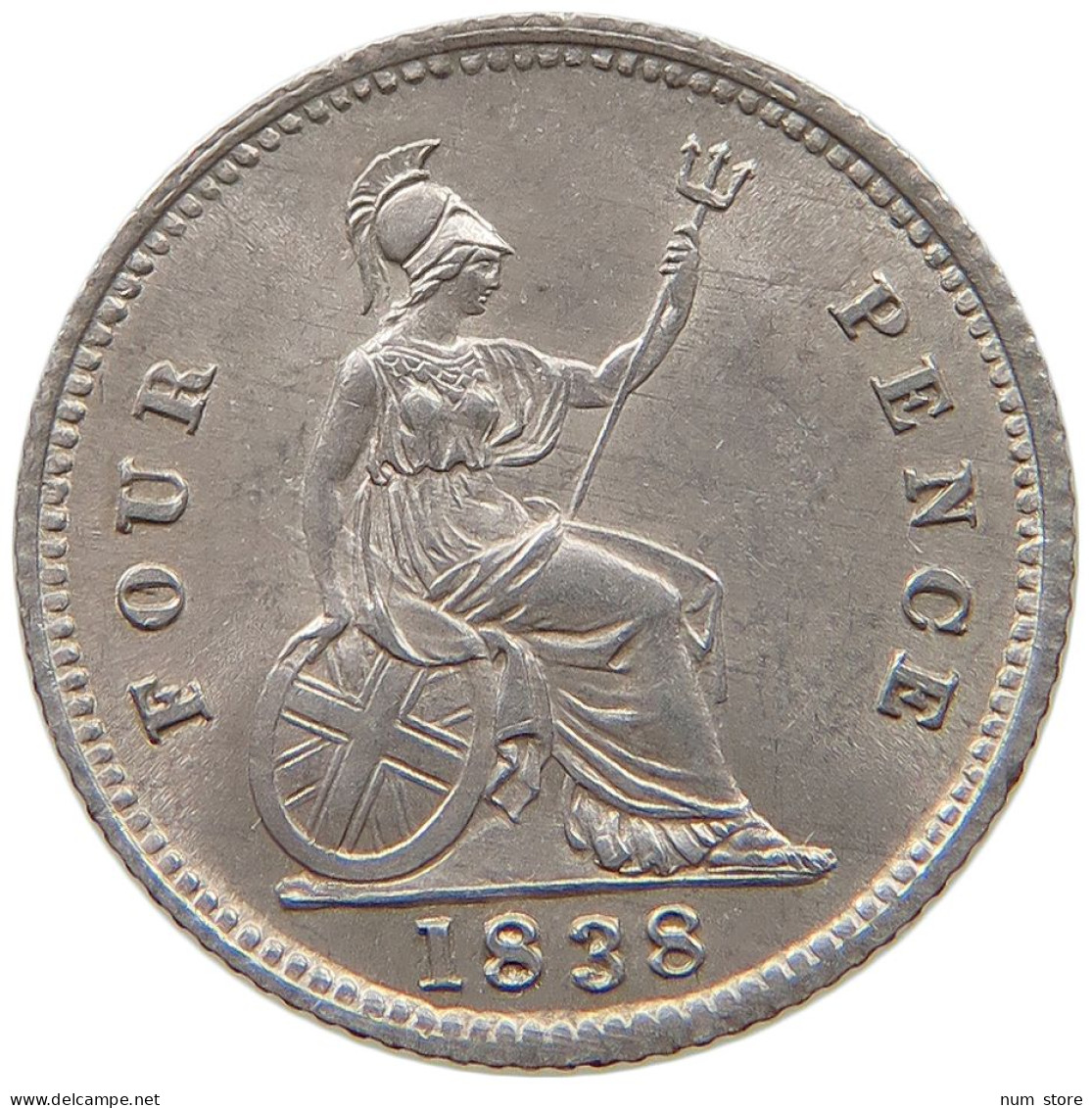 GREAT BRITAIN FOURPENCE 1838 Victoria 1837-1901 #t107 0473 - G. 4 Pence/ Groat