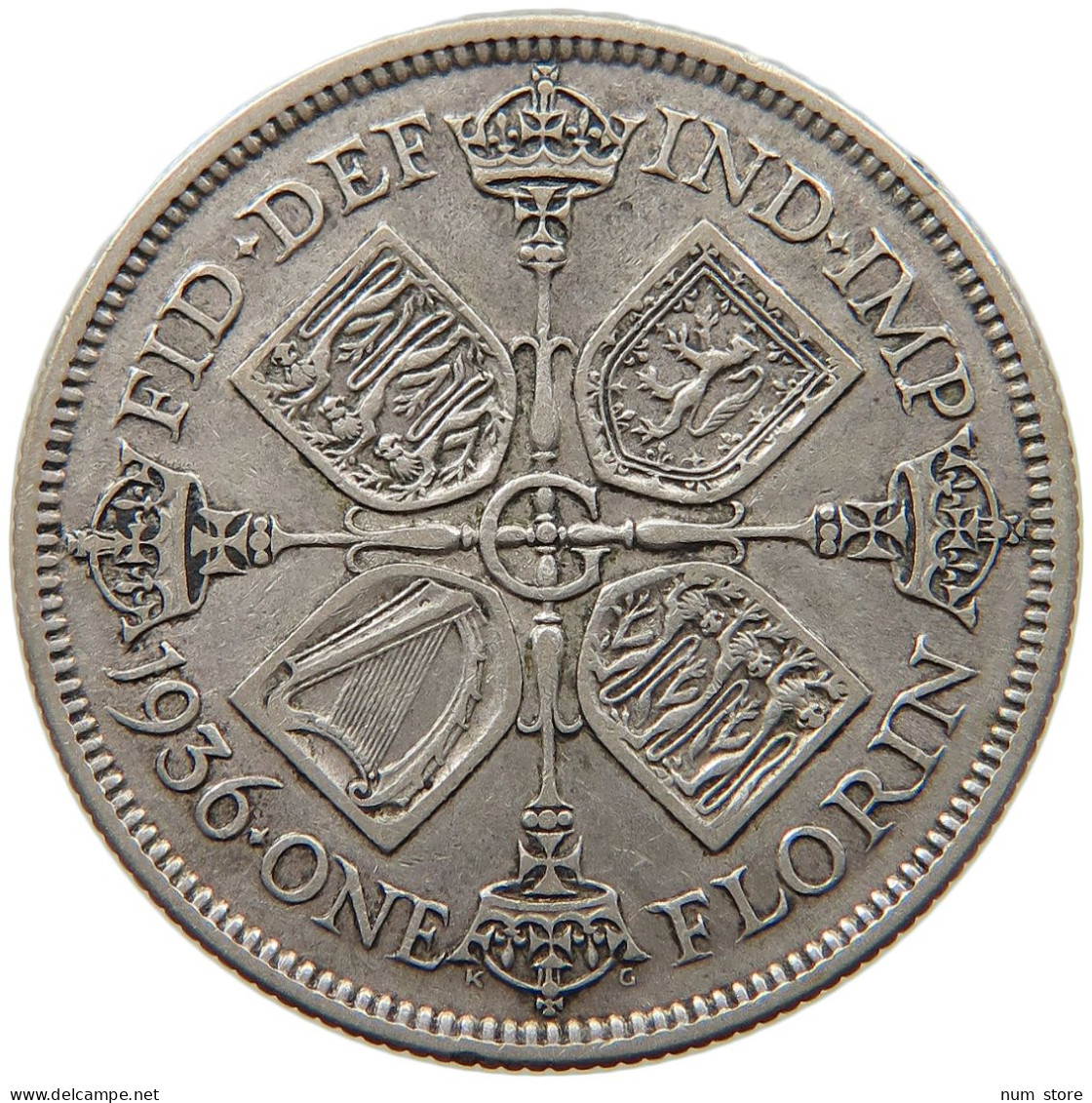 GREAT BRITAIN FLORIN 1936 George VI. (1936-1952) #s015 0239 - J. 1 Florin / 2 Schillings