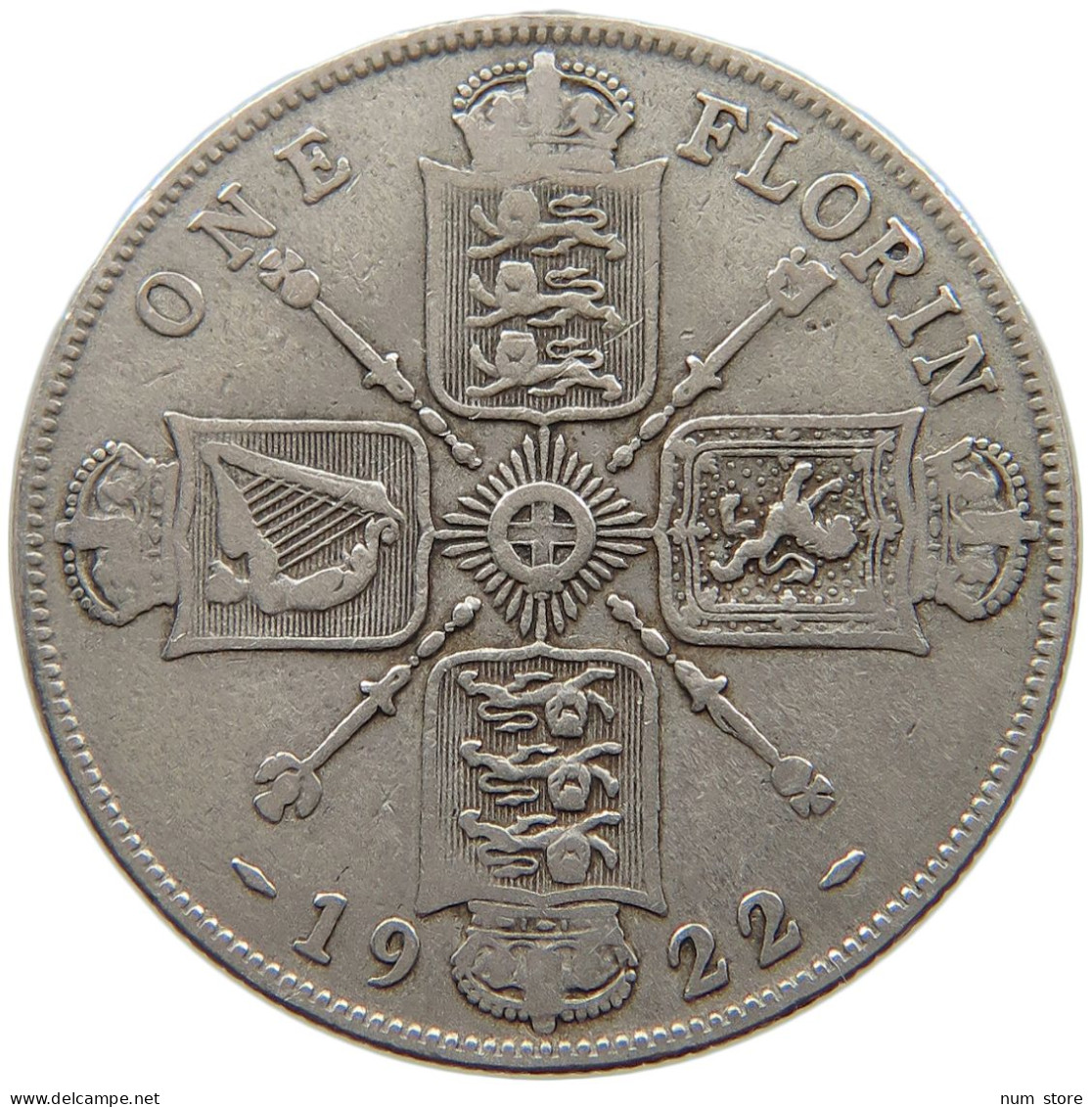 GREAT BRITAIN FLORIN 1922 George V. (1910-1936) #a068 0715 - J. 1 Florin / 2 Shillings