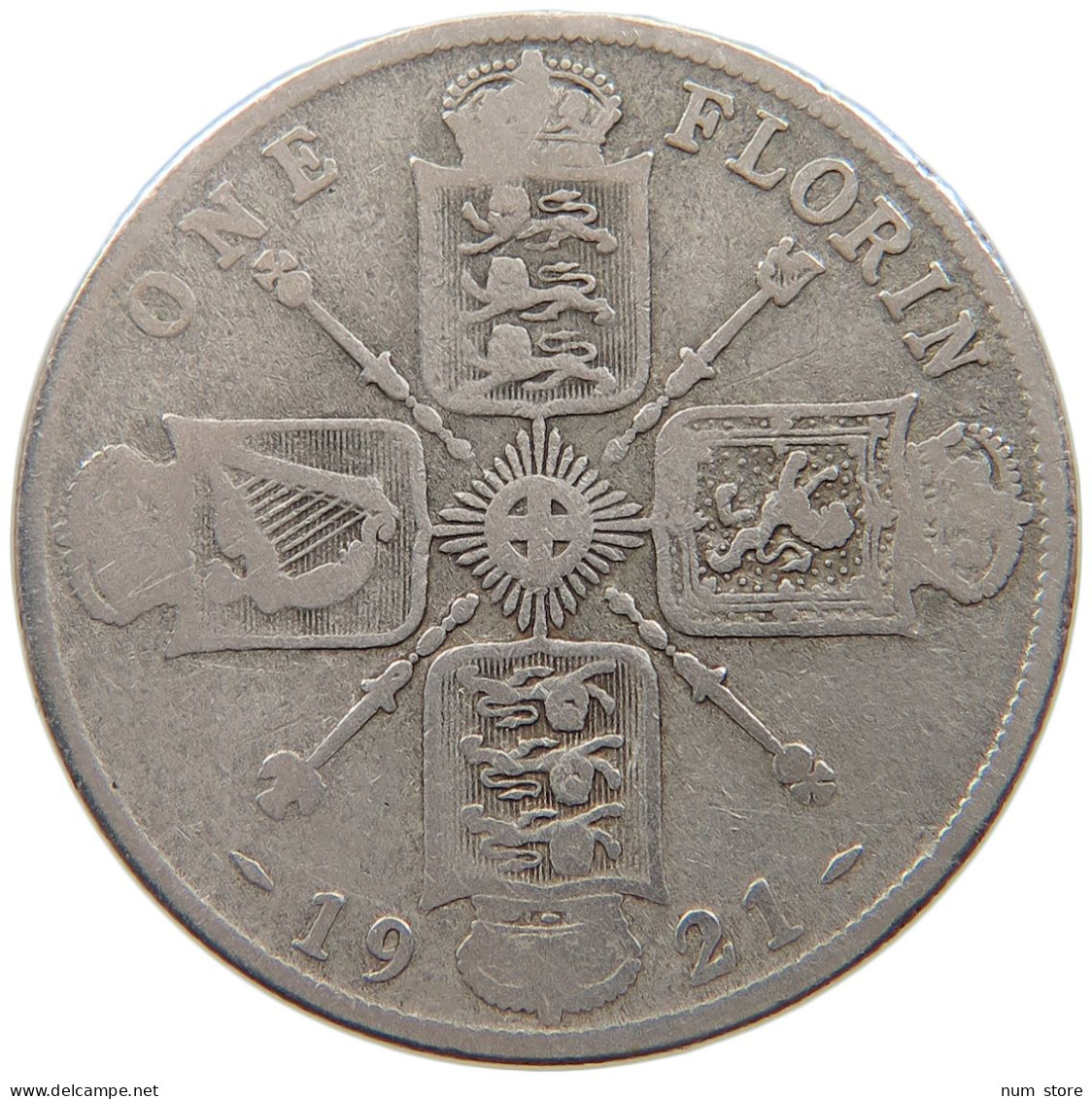 GREAT BRITAIN FLORIN 1921 George V. (1910-1936) #c081 0681 - J. 1 Florin / 2 Schillings