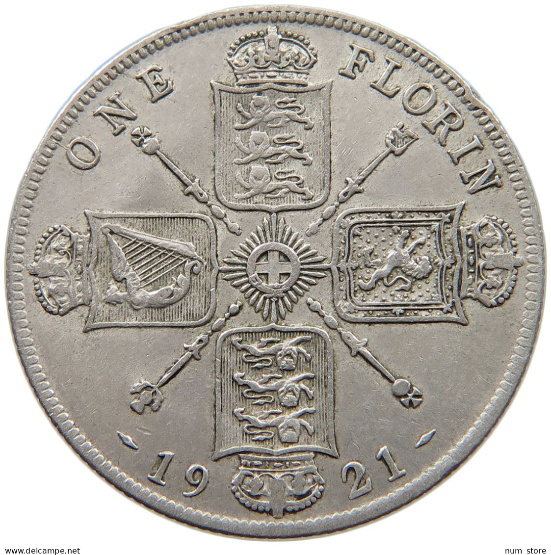 GREAT BRITAIN FLORIN 1921 George V. (1910-1936) #c003 0029 - J. 1 Florin / 2 Shillings