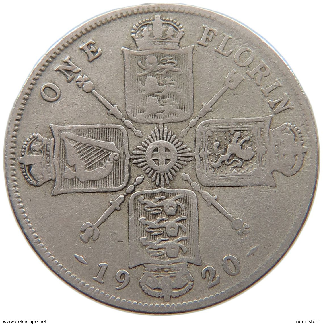 GREAT BRITAIN FLORIN 1920 George V. (1910-1936) #a057 0579 - J. 1 Florin / 2 Schillings