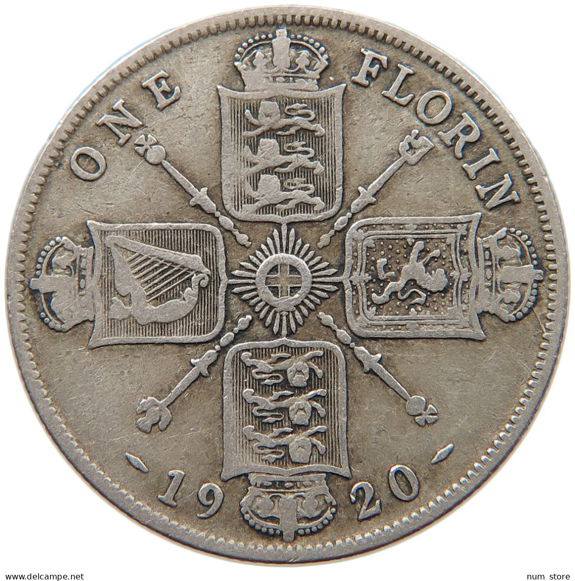 GREAT BRITAIN FLORIN 1920 George V. (1910-1936) #s016 0199 - J. 1 Florin / 2 Shillings