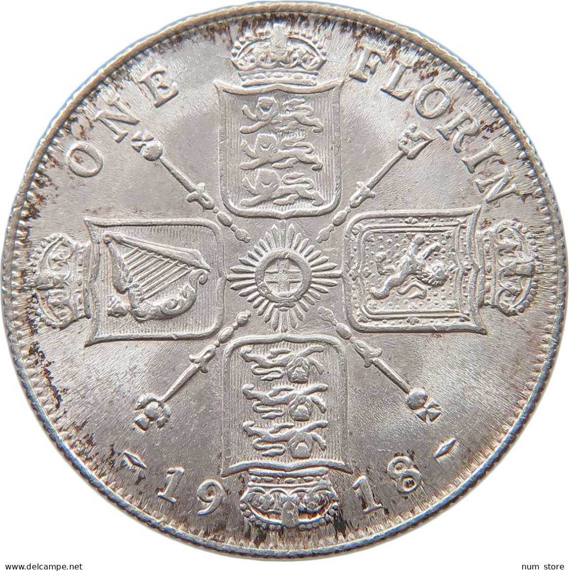 GREAT BRITAIN FLORIN 1918 George V. (1910-1936) #t115 0291 - J. 1 Florin / 2 Shillings