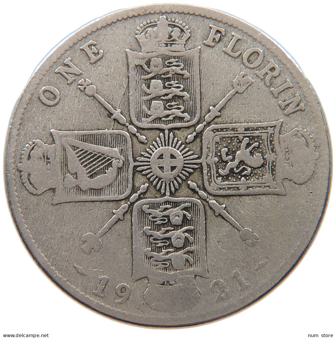 GREAT BRITAIN FLORIN 1921 George V. (1910-1936) #a057 0583 - J. 1 Florin / 2 Schillings