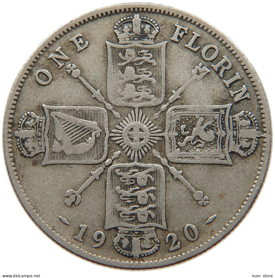 GREAT BRITAIN FLORIN 1920 George V. (1910-1936) #s016 0217 - J. 1 Florin / 2 Shillings