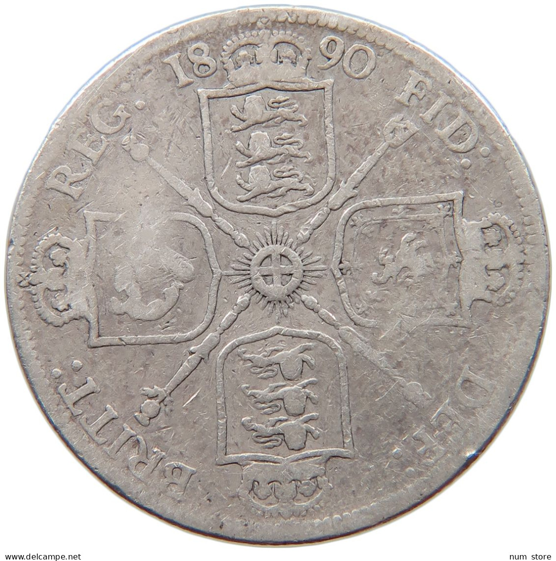 GREAT BRITAIN FLORIN 1890 Victoria 1837-1901 #c068 0345 - J. 1 Florin / 2 Schilling