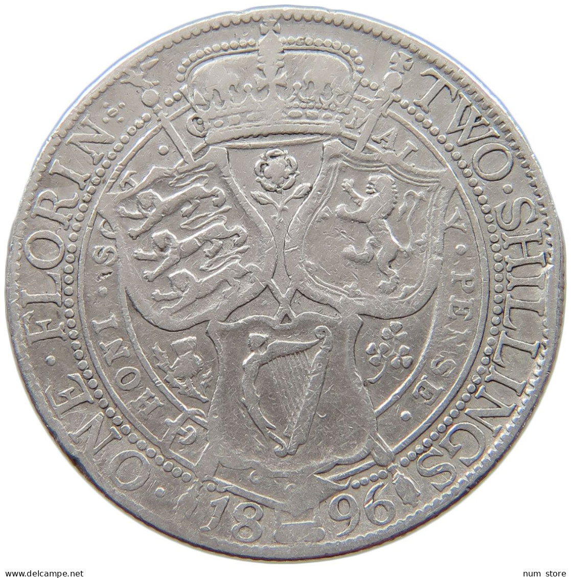 GREAT BRITAIN FLORIN 1896 Victoria 1837-1901 #t148 0101 - J. 1 Florin / 2 Schilling